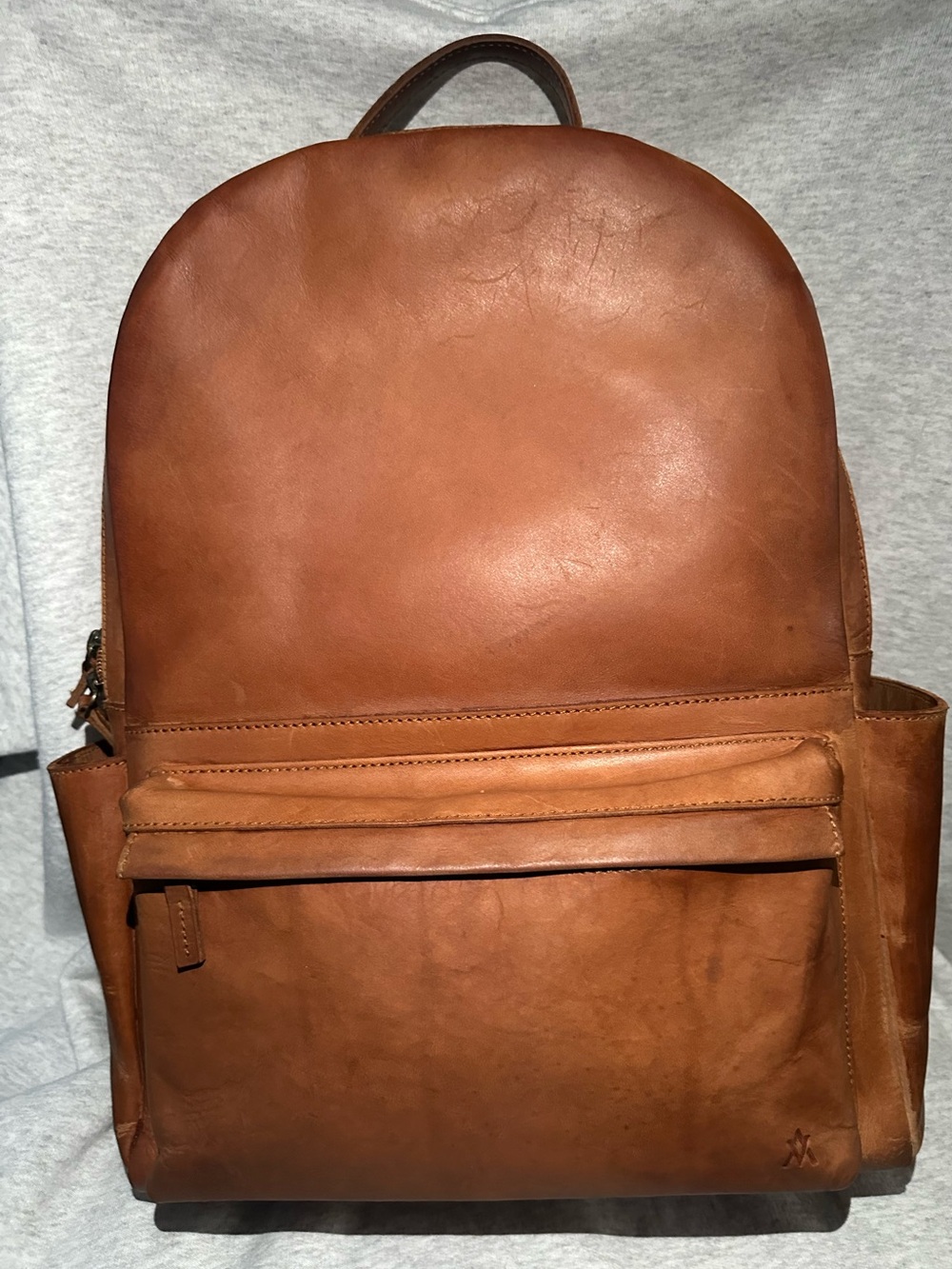 OOAK Leather Backpack Camel Brown Large Laptop Travel Bag